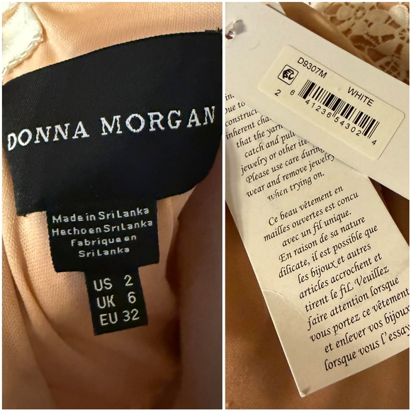 NWT Donna Morgan White Lace Crochet One Shoulder Floral Illusion Mini Dress 2 - Picture 8 of 11